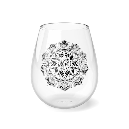 Extra Lucky, Black Print Stemless Wine Glass, 11.75oz