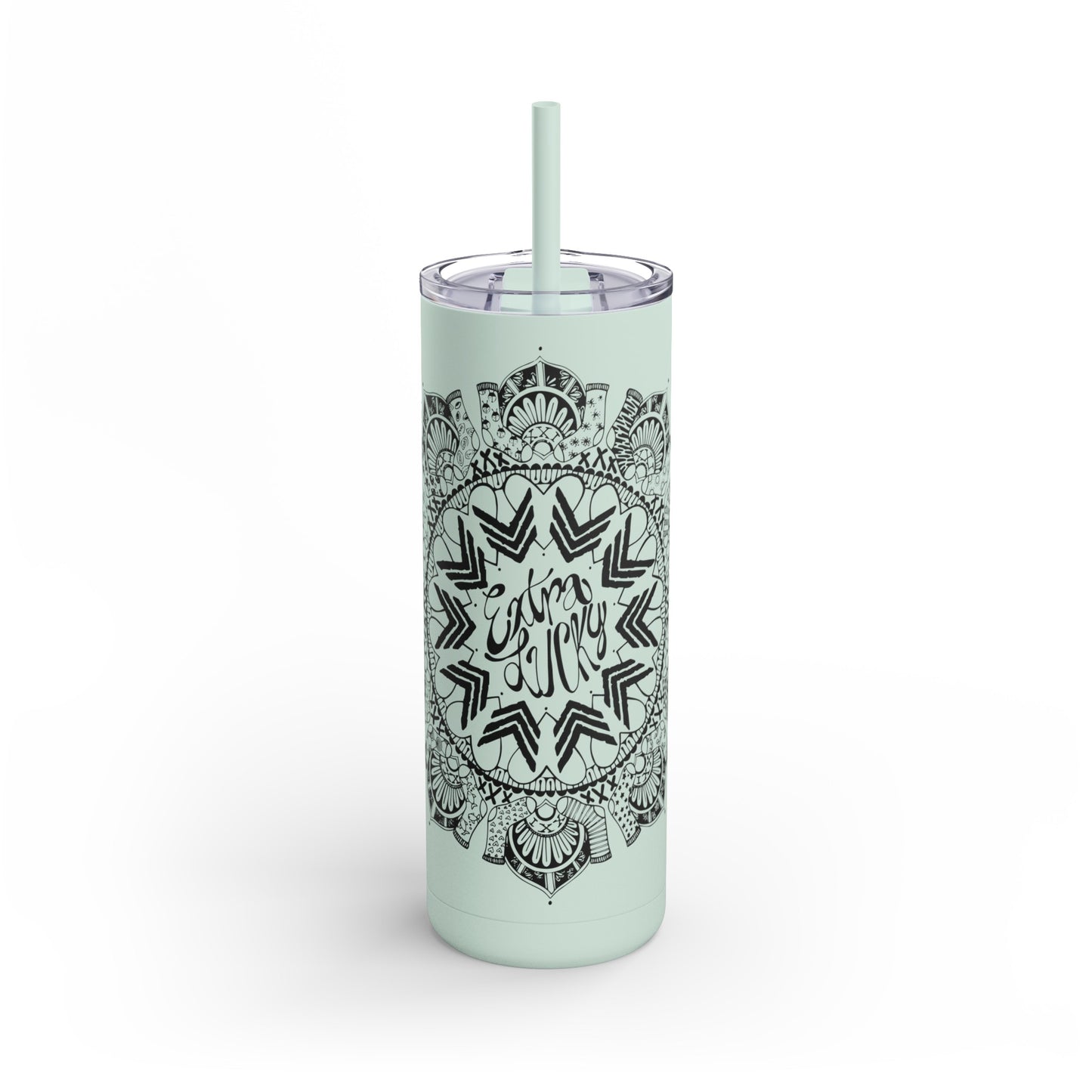 Extra Lucky, Maars Maker Skinny Matte Tumbler, 20oz Seaglass, Dusty Blue, Dusty Rose