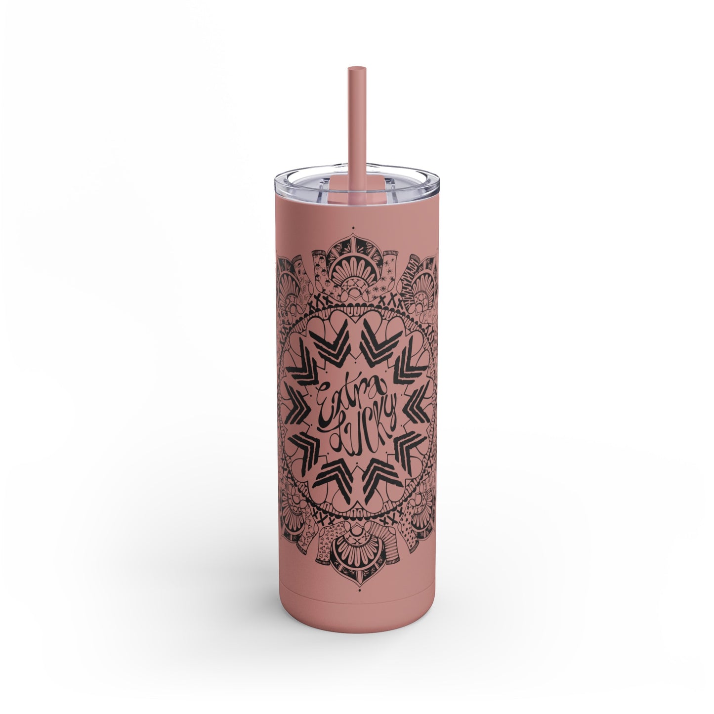 Extra Lucky, Maars Maker Skinny Matte Tumbler, 20oz Seaglass, Dusty Blue, Dusty Rose