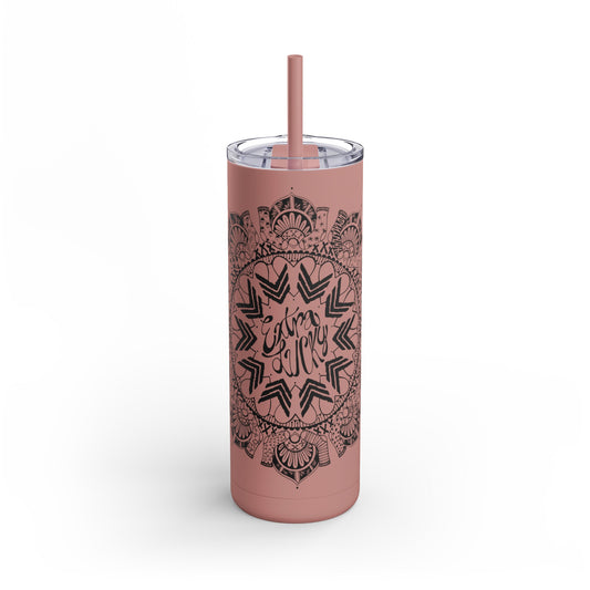 Extra Lucky, Maars Maker Skinny Matte Tumbler, 20oz Seaglass, Dusty Blue, Dusty Rose