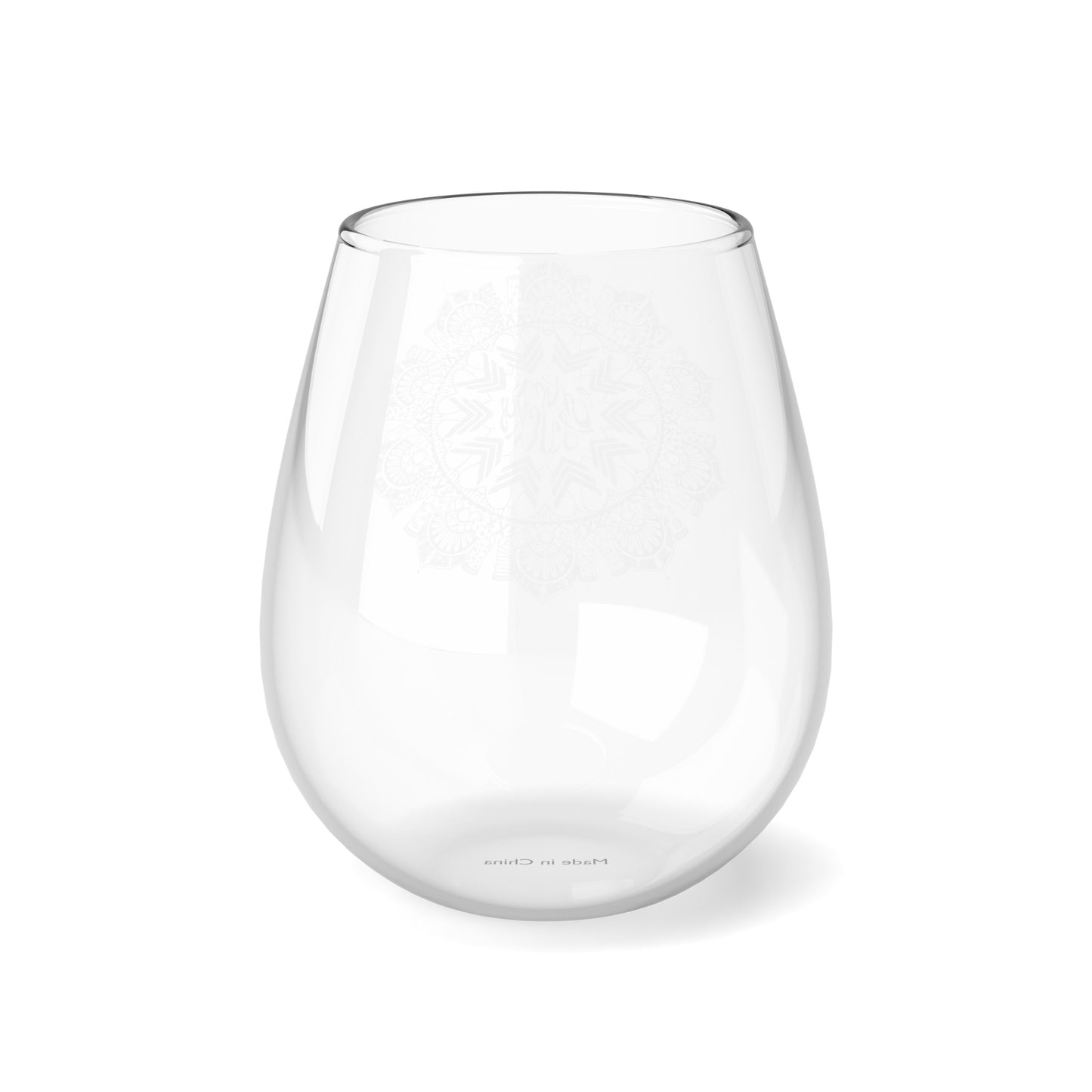 Extra Lucky, White Print Stemless Wine Glass, 11.75oz