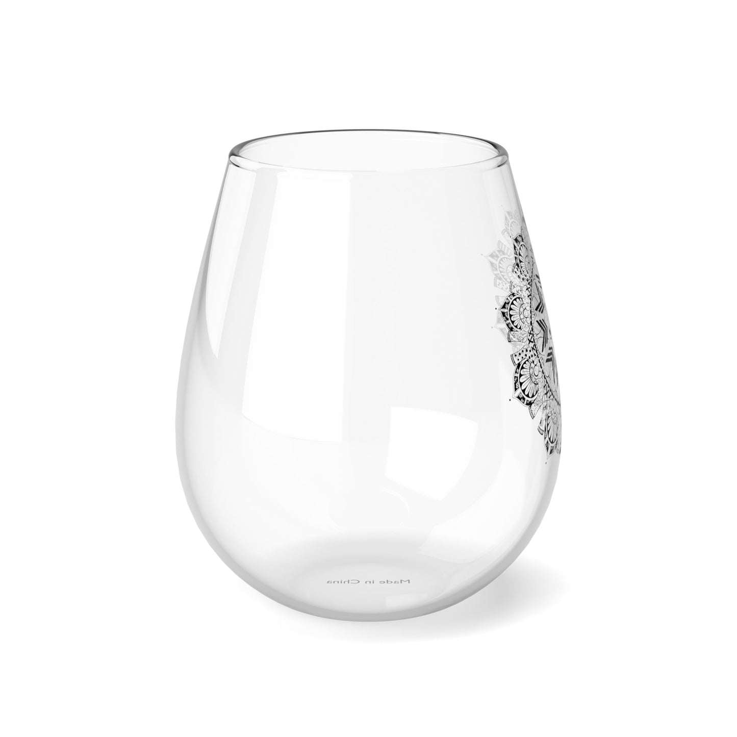 Extra Lucky, Black Print Stemless Wine Glass, 11.75oz