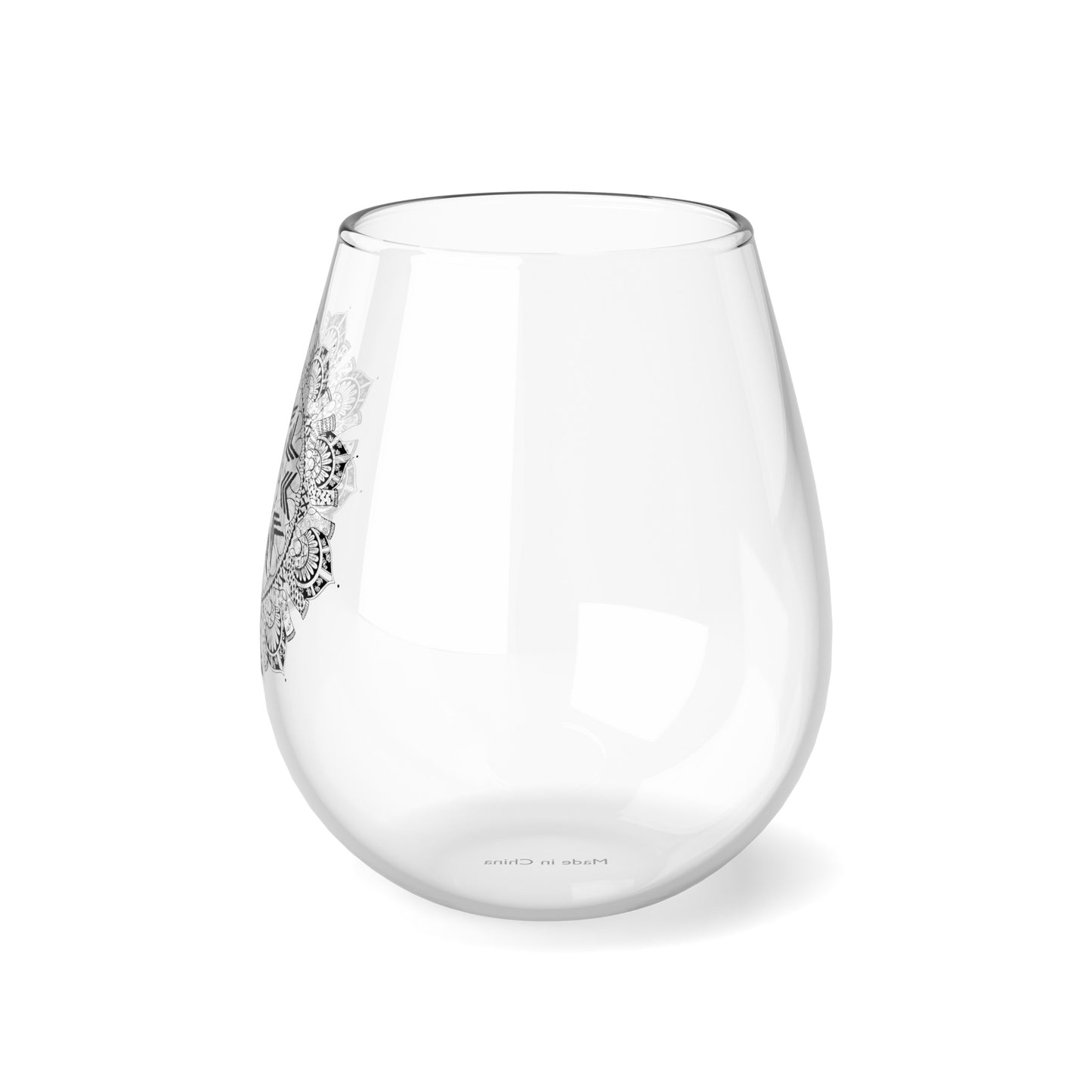 Extra Lucky, Black Print Stemless Wine Glass, 11.75oz