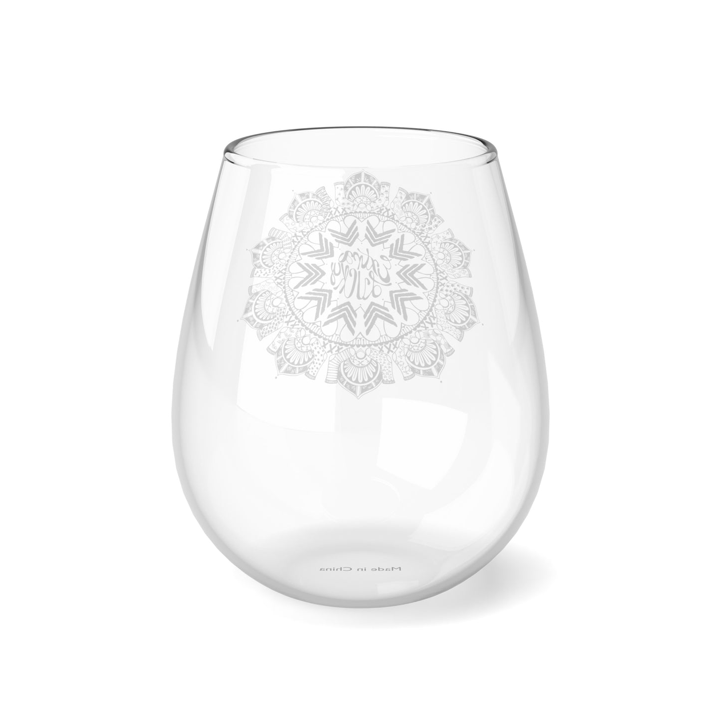 Extra Lucky, Black Print Stemless Wine Glass, 11.75oz